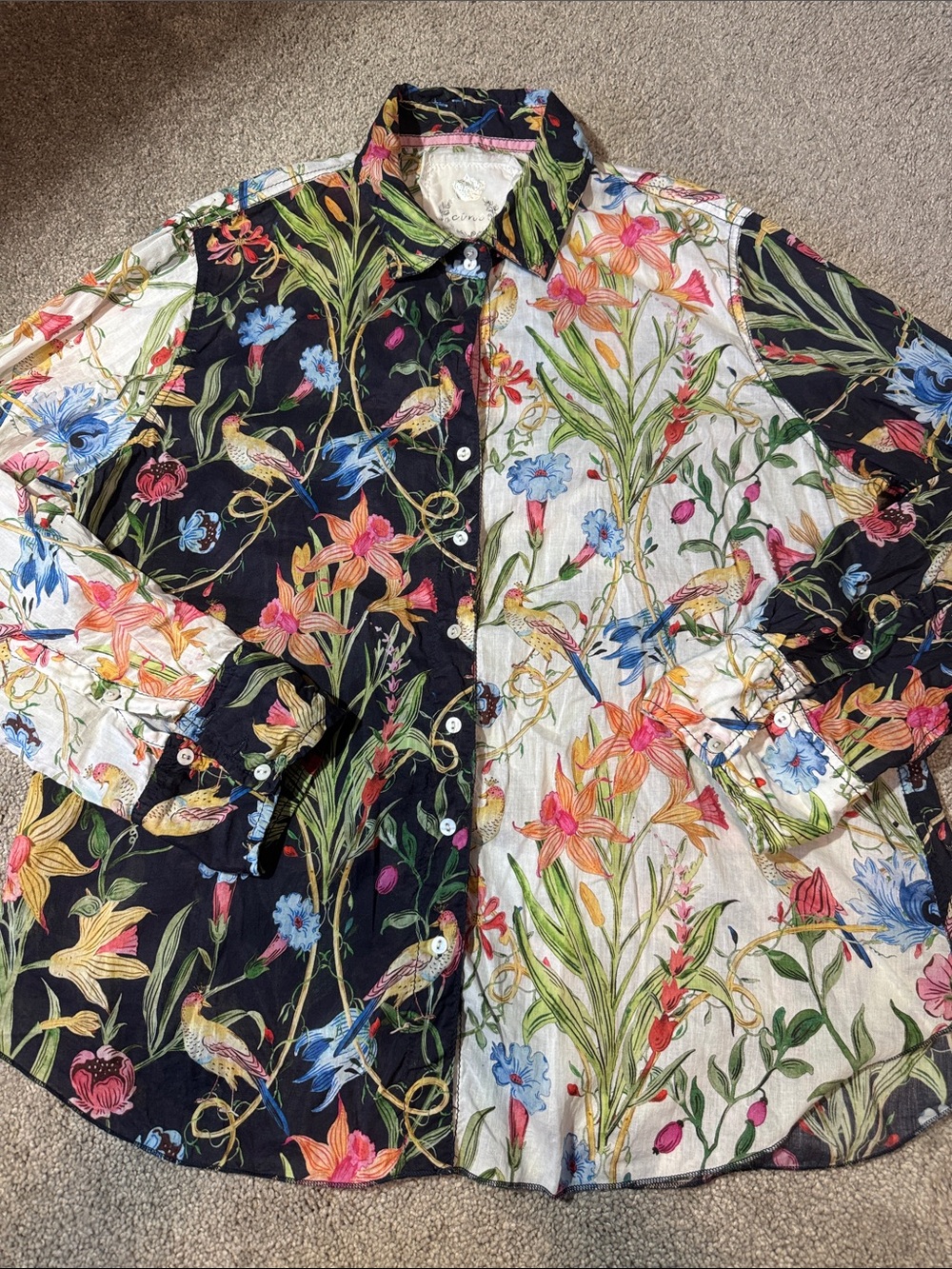 Cino Floral Split-Panel Shirt